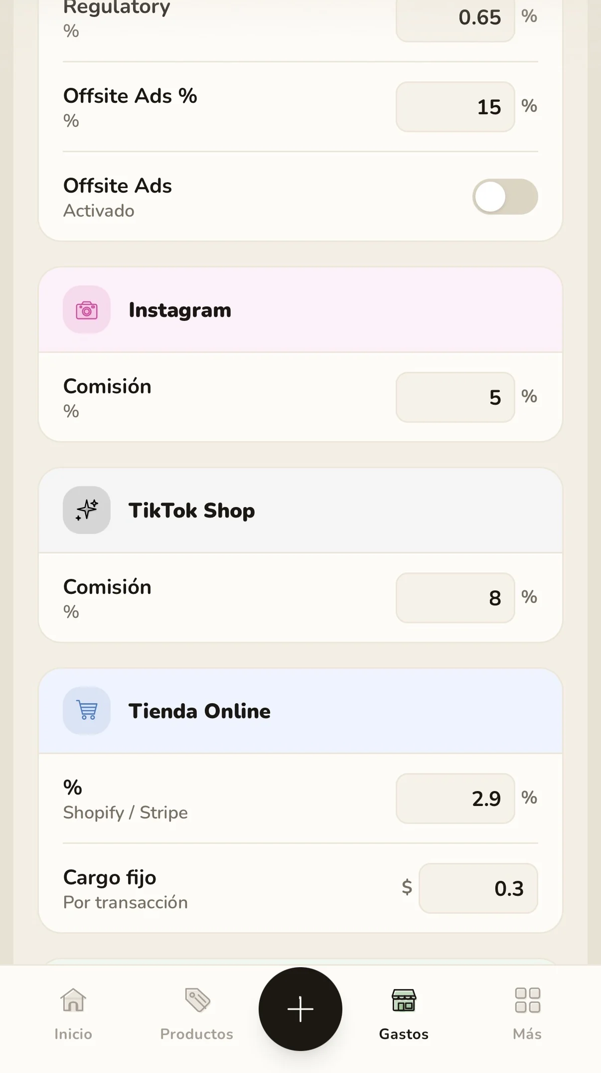 Comisiones por plataforma: Instagram, TikTok Shop y tienda online